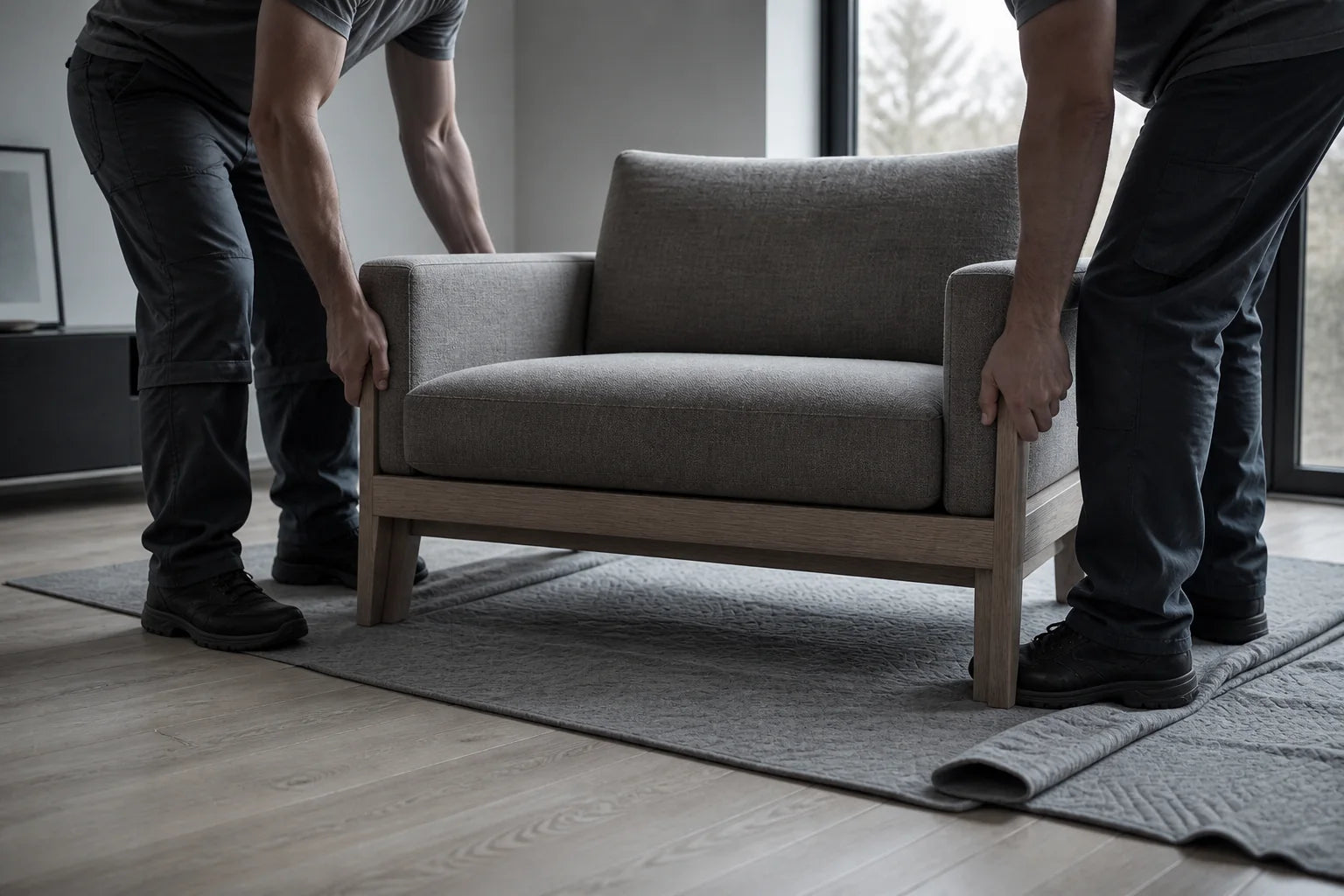 A VARO chair being carefully placed in a home