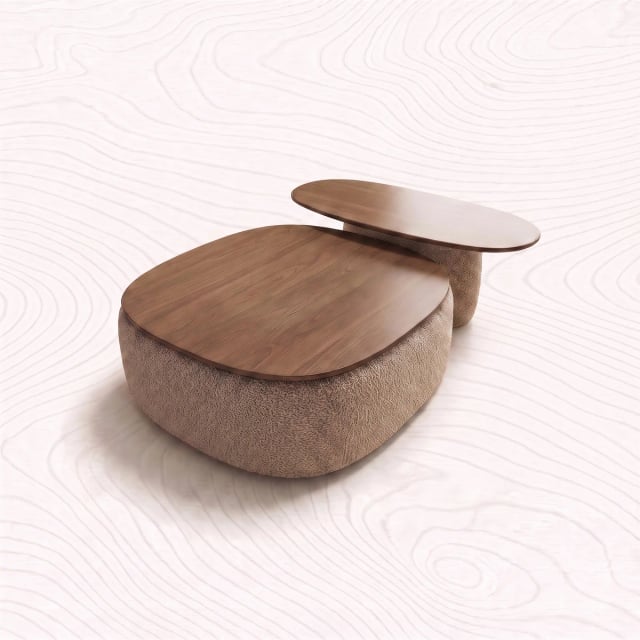 Coffee table with pouf
