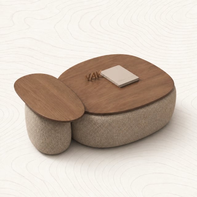 Coffee table with pouf