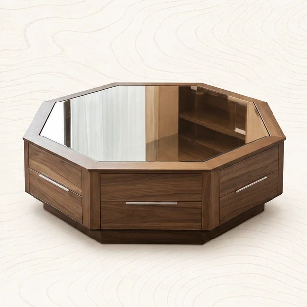 Octa Walnut Storage Coffee Table