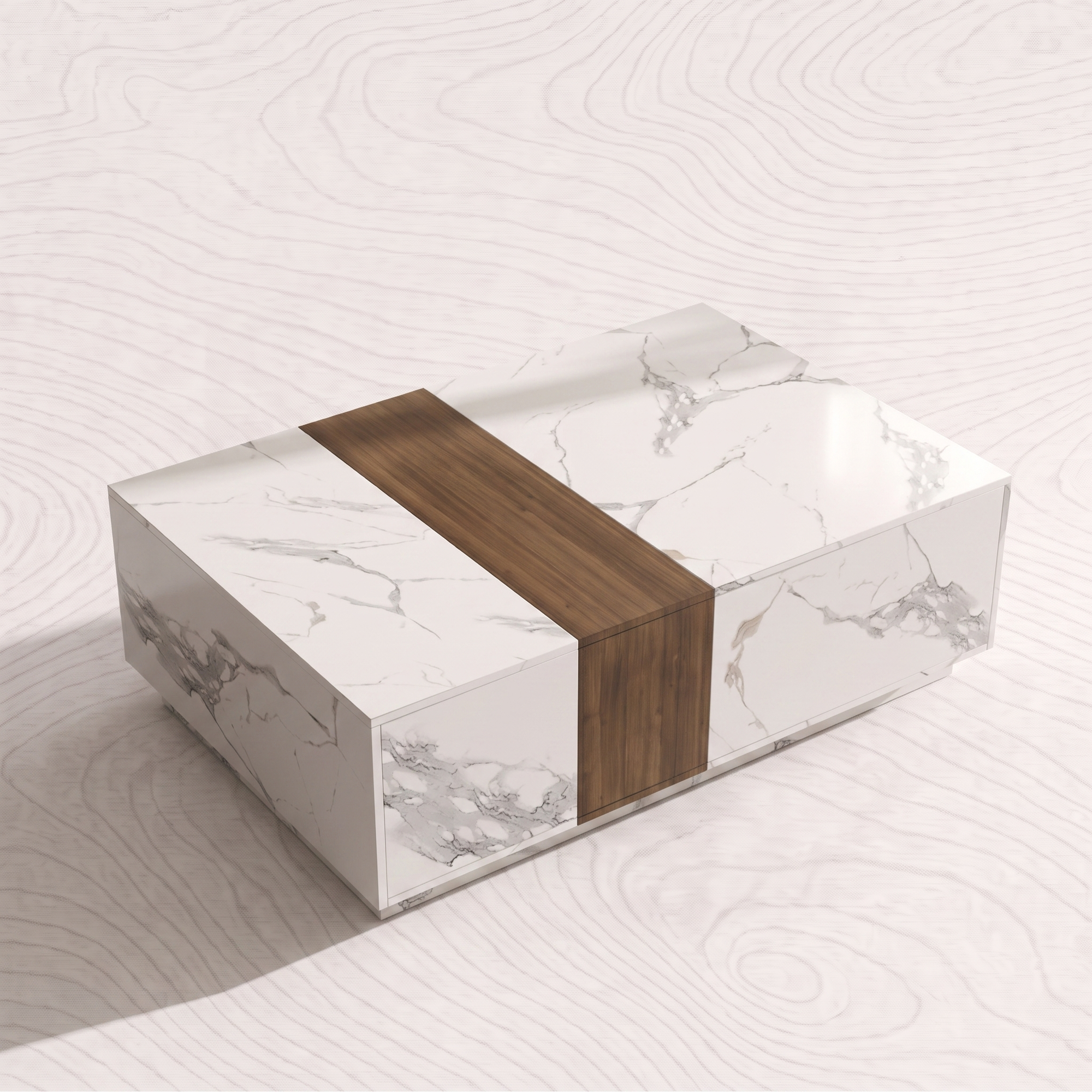 Mesa de café moderna con mármol y madera