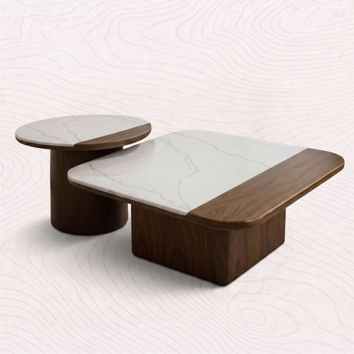 Center table wooden photographed on the VARO pale wood-grain studio background