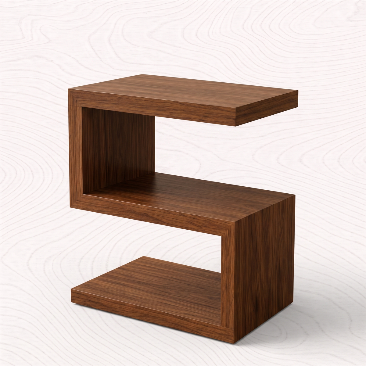 S shape side table photographed on the selected VARO studio background