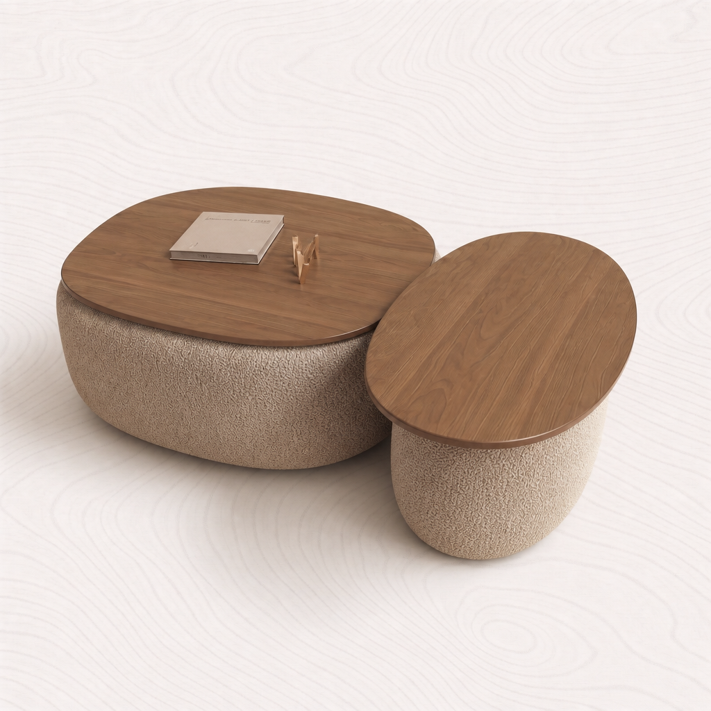 Coffee table with pouf — Rear three-quarter — VARO 18gwzg