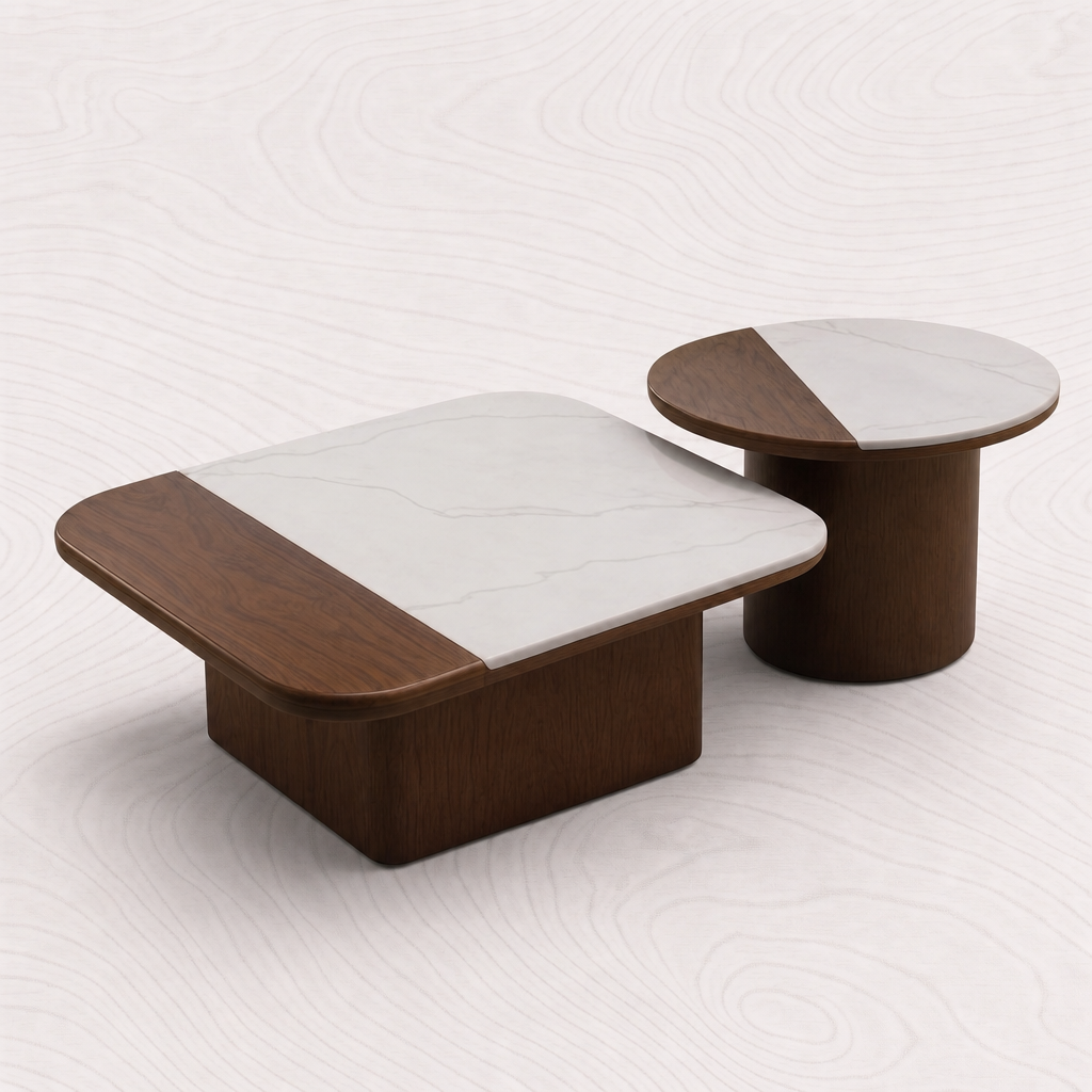 Center table wooden — Rear three-quarter — VARO zp63fs