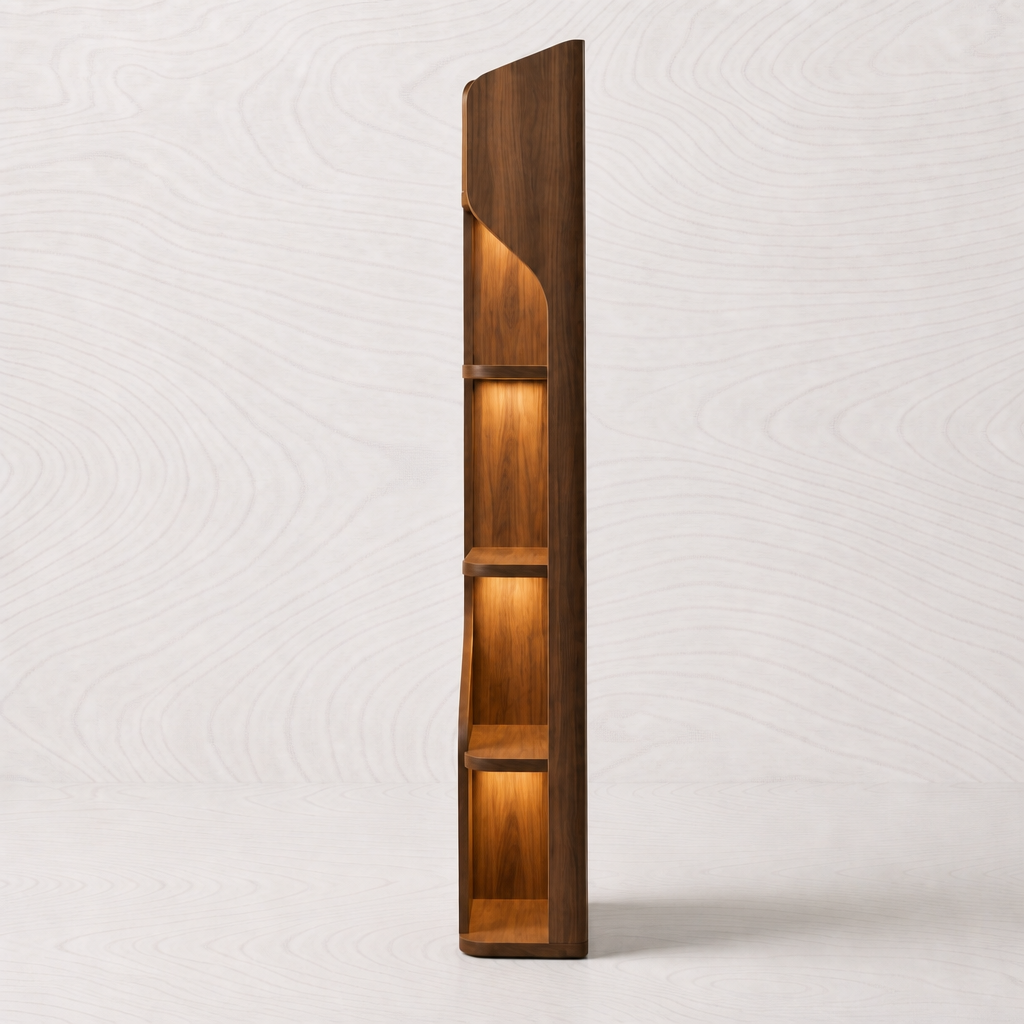 Modern Wooden Display Shelf — Side profile — VARO 1a6jye