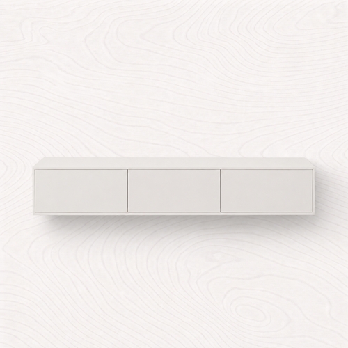 Floating TV unit — studio image, background digitally edited