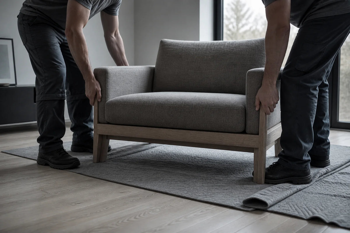 A VARO chair being carefully placed in a home